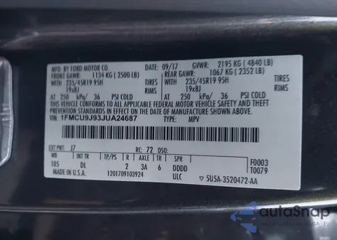 2018 Ford Escape Titanium из США, поврежденный, VIN 1FMCU9J93JUA24687